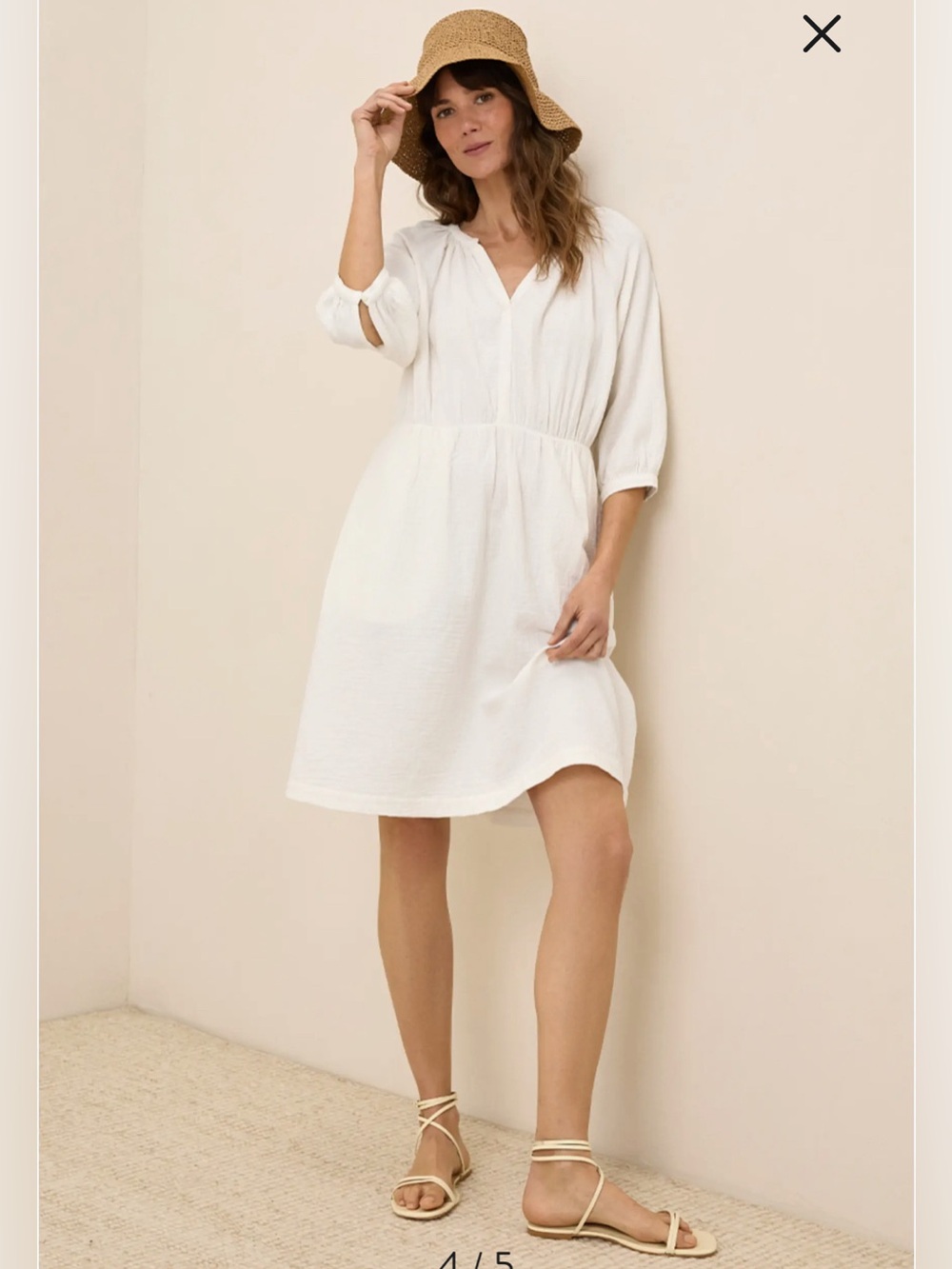 NWOT Pact Lightweight White Gauze Peasant Dress